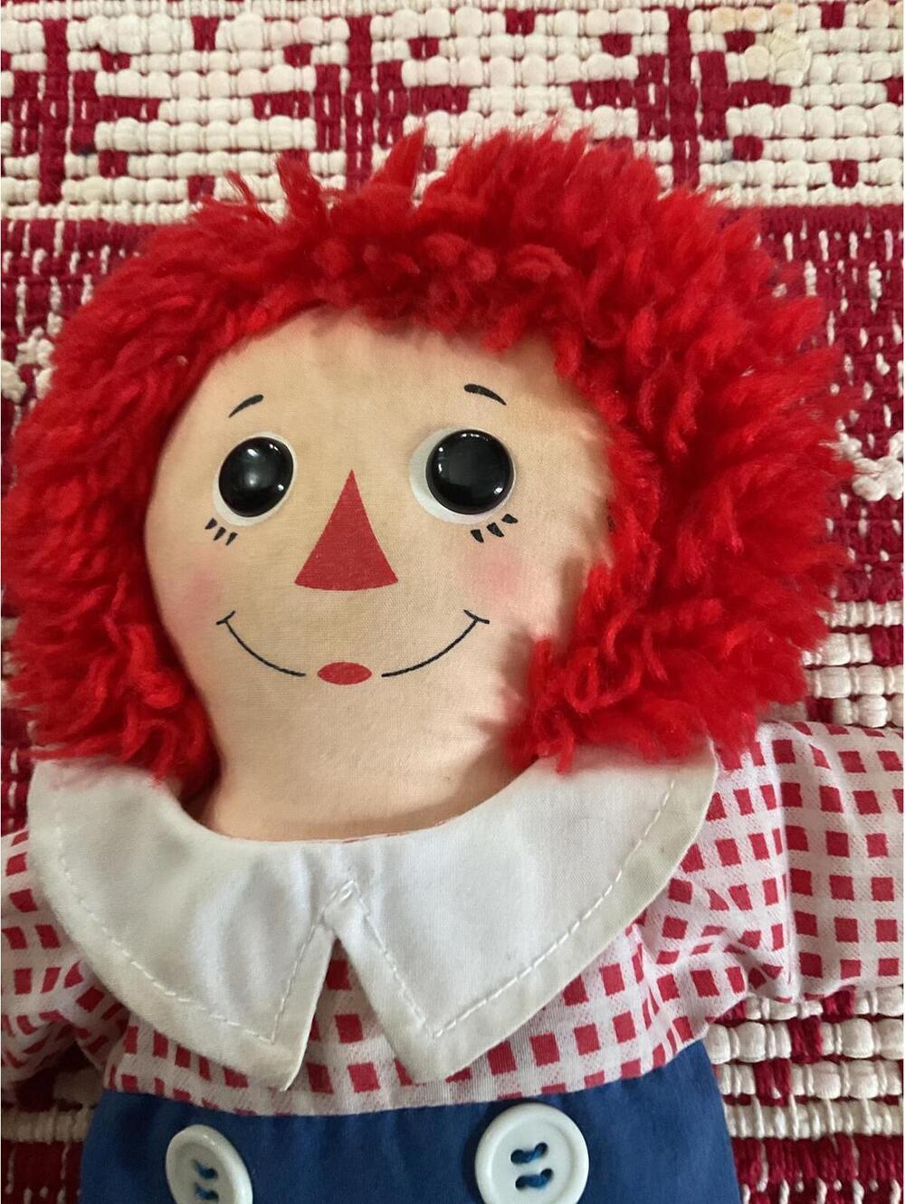 Vintage  Hasbro Softies Raggedy Andy Doll with Red Yarn Hair 1980's - Picture 3 of 9